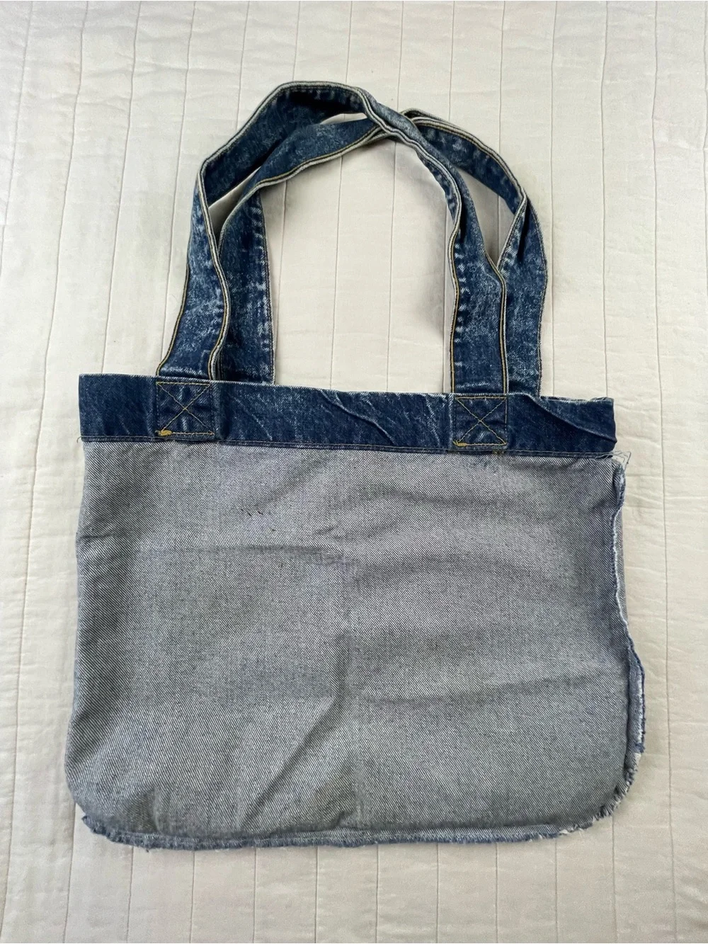 VTG 90s GUESS acid washed Denim Tote Bag in Washed Blue with Logo